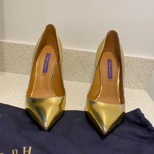 Ralph Lauren patent gold stiletto